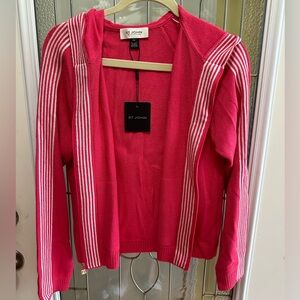St. John cardigan new with tags pink and white with hood!